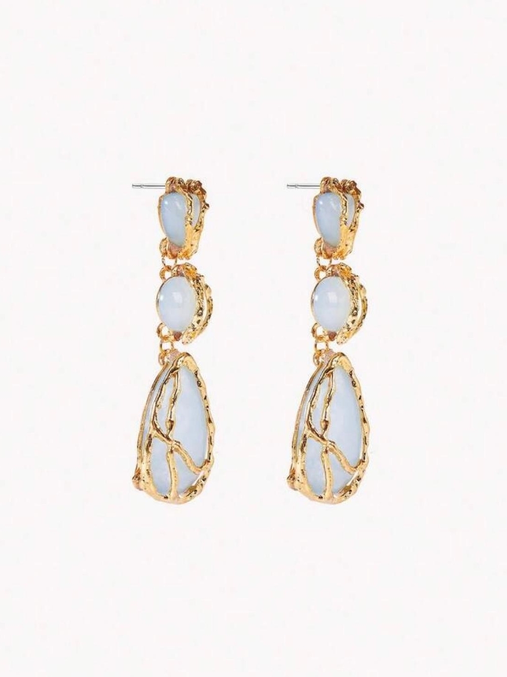 Earrings with Iridescent White Stones - Picture 6 of 7